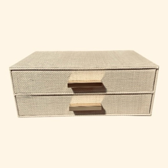 NWT Beige 2-Drawer Jewelry Organizer with Gold Handles – 11”x7”x4” - Picture 11 of 12